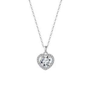 RENSINO RINNITN MON10 D Color VVS 1CT Moissanite Diamond Necklace 18 Inches 925 Sterling Silver Heart Pendant Women Necklace