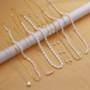 RENSINO RINNTIN GPN Trendy Jewelry 925 Silver Beads Pearls Choker Men Women Joyas De Plata 14K Gold Plated Freshwater Pearl Necklace