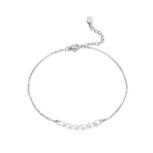 RENSINO RINNTIN SA02 Initial Fashion Anklets Foot Jewelry 925 Sterling Silver Freshwater Pearl Ankle Bracelet Anklets