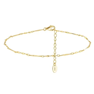 RENSINO RINNTIN SA79 Rope Chain Twisted Link 925 Silver Chain Anklet Gold Rope Layering Foot Jewelry for Women