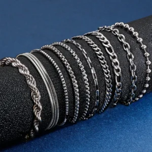 RENSINO RINNTIN SB Joyas De Plata Pure 925 Silver Chain Bracelet Pulsera Adjustable Rope Cuban Chain Brazalete Silver Bracelet For Men