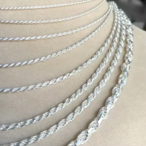 RENSINO RINNTIN SC29 925 Sterling Silver Twisted Rope Chain 1.2/1.5/1.7/2.3/3.3mm Real Solid Silver Twist Rope Chain For Men Women