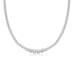 RENSINO RTS 925 Silver Moissanite Necklace Iced Out Sparkle Dainty Statement Jewelry Fashion Necklaces Elegant Daily Bling Necklace