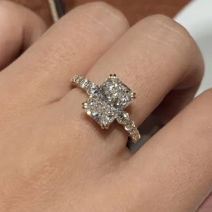 RENSINO Radiant Cut Vintage Women’s Engagement Ring 1-5 Carat CVD Lab Grown Diamond 14K/18K White Gold 4 Prong Pave IGI Certified Rings