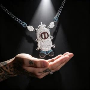 RENSINO Rapper VVS Moissanite Hip Hop Jewelry Pendant S925 Sterling Silver Lab diamond Pendant for Men Present Idea