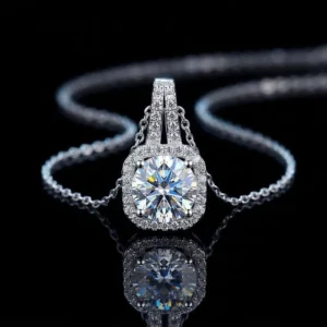 RENSINO Ready to Ship Vvs D Color 1CT Moissanite square Pendant S925 Sterling Silver Necklace for Women
