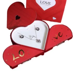 RENSINO Ready to ship Double Heart shaped Ring Necklace Earrings Customizable Logo Suitable For Mother’s Day