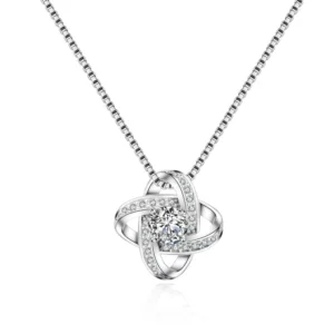 RENSINO Real 925 Sterling Silver Crystal Clover Pendant Necklace Pure Silver Jewelry for Women