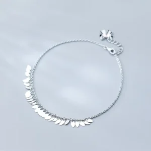 RENSINO Real 925 Sterling Silver Exquisite Charming Elliptic Disc Tassel Gold Color Anklets for Women Party Fine Jewelry