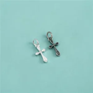 RENSINO Real 925 Sterling Silver Fashion Pendant Cross Charms Handmade DIY Accessories Fine Jewelry