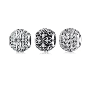 RENSINO Real 925 Sterling Silver Like Sunflower Sparkling CZ Beads Fit Charms Bracelets Jewelry Making Woman Accessories