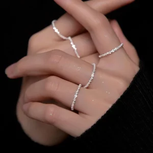 RENSINO Real 925 Sterling Silver Rings Fashion Simple Gypsophila Charm Shining Finger Ring for Women Party Fine Jewelry