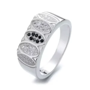 RENSINO Real Silver 925 Wide Band Dubai Men Rings Hip Hop Jewelry for Gift