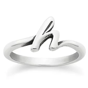 RENSINO Real Sterling Silver Alphabet Script Initial Ring