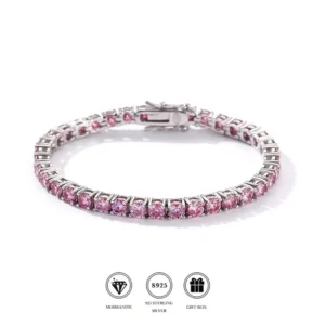 RENSINO Red Moissanite Bracelet 925 Sterling Silver Moissanite Bracelet Exquisite Moissanite Bracelet From Manufacturer