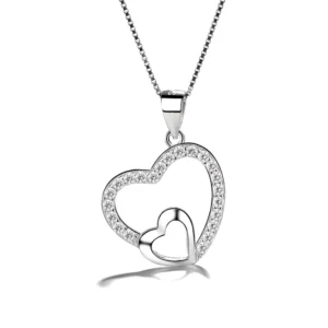 RENSINO Religion Jewelry 925 Sterling Silver Heart Pendant Necklace