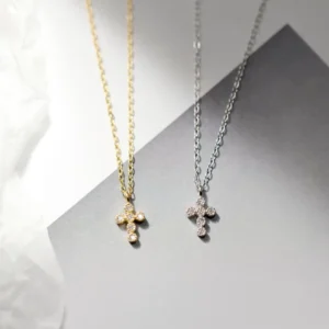 RENSINO Religious 925 Silver Jewelry Cubic Zirconia Mini Women Cross Necklace