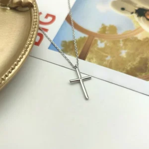 RENSINO Religious Christian Faith Plain Silver Fine Jewelry Necklaces 925 Sterling Silver Cross Necklace