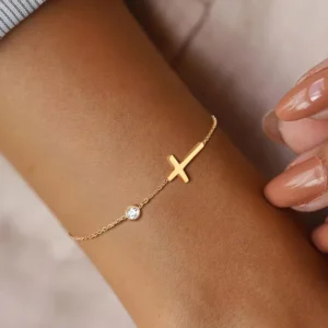 RENSINO Religious Cross Design Trendy Bracelets with Cubic Zirconia and Diamond Stone Charm Jewelry
