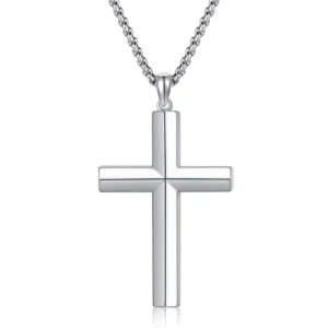 RENSINO Religious Jewelry 925 Sterling Silver Polished Pendant Cross Necklace