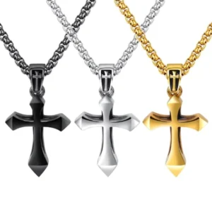RENSINO Religious Jewelry Colorful Metal Jesus Large Russian Orthodox Silver Cross Pendant