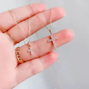 RENSINO Religious Jewelry Fine Jewelry 925 Sterling Silver Gold plated Pendant Necklace Jesus Prayer Cross Necklace Girlfriend Jewelry