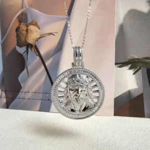 RENSINO Religious Jewelry Men Pendant Necklace in 925 Sterling Silver Saint Christopher