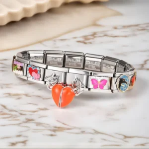 RENSINO Removable Luminescent Magnetic Attraction Red Green White Heart Italian Charm Link Fit 9mm Stainless Steel Bracelet DIY Jewelry