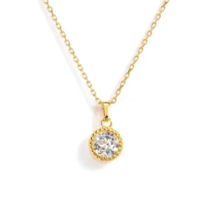 RENSINO Retro 925 Sterling Silver 18k Gold Plated Rainbow Crystal Pendant Necklace