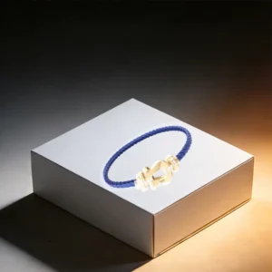 RENSINO Retro Classic Gold Plated Silver Hand Rope Zircon Horseshoe Clasp Bracelet for Couples Simple Style Accessories