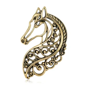 RENSINO Retro Design Hollow Horse Brooch Fashion Jewelry Brooches Men Women Clothing Chest Flower Accessories Animal Lapel Pin