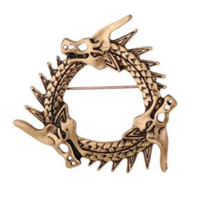 RENSINO Retro Fashion Men’s Suit Hoop Pin Brooch Scarf Clothes Ornament Gold Silver Vintage Three Headed Dragon Plating Lapel Pin Brooch