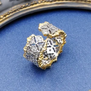 RENSINO Retro Fashion New Versatile Bucella Accessories Pure Silver Lace Zircon Hollow Opening Fine Ring