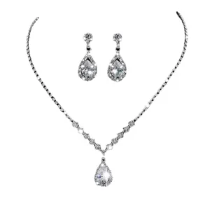 RENSINO Rhinestone Sterling Silver Plated Jewelry Earrings Sets Women Vintage Fashion Bridal Small Jewelry Set