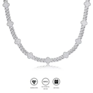 RENSINO Rhodium & 14K Gold Plated Full Moissanite Starry Necklace GRA Certified 925 Silver Hip Hop Jewelry