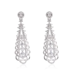 RENSINO Rhodium Plated Fine Jewelry Party Drop Earrings Women 925 Sterling Silver Earrings