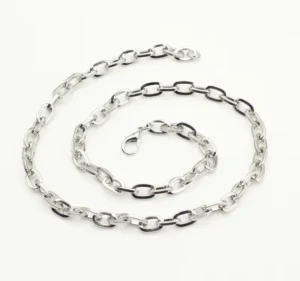 RENSINO Rhodium Silver Color Link Chain Necklace Punk Thick Chain Choker Necklace Big Lock Heavy Stainless Steel Necklace for Women Men