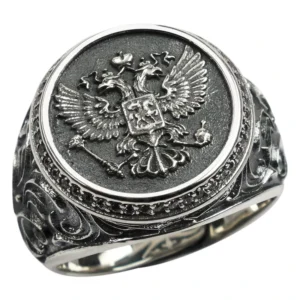 RENSINO Rings for Man Vintage Sheridan Pattern Fashion Jewelry the Double headed Eagle Silver Gift Top Quality 925 Sterling Silver 15g