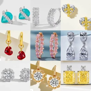 RENSINO Rochime Fashion 925 Sterling Silver Earrings for Women S925 Zircon Stud Drop Hoop Gold Plated Fine Jewelry Earrings