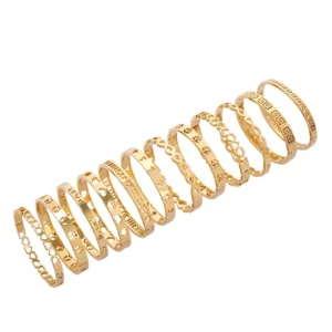 RENSINO Roman Numerals Letter Heart Hollow Geometric Charm Spring Bracelet Bangles 316L Stainless Steel Bracelet for Girls