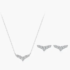 RENSINO Romantic 925 Sterling Silver Dolphin Tail Earring Necklace Set For Women’s Valentine’s Day or Anniversary Gift