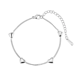 RENSINO Romantic Chic Heart Charms Zircon Anklet Minimalist 18K Gold Plated Stainless Steel Gift Jewelry Women