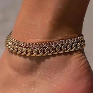 RENSINO Romantic Fine Layered Anklet Cuban Chain Style Fashion Personality Jewelry for Girls