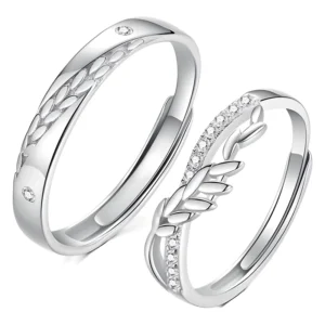 RENSINO Romantic Silver Adjustable Opening Fine Rings for Couples Fashionable Classic Zircon for Weddings Parties Simple Personality for