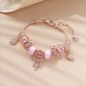 RENSINO Rose Gold Colour Diy Charms Bracelets Gold Adjustable Women Fashion Jewelry Bracelet