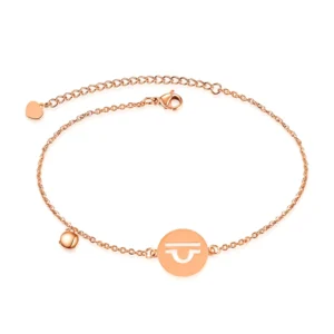 RENSINO Rose Gold Plated 12 Zodiac Symbol Anklets for Women Fine Body Chain Foot Jewelry