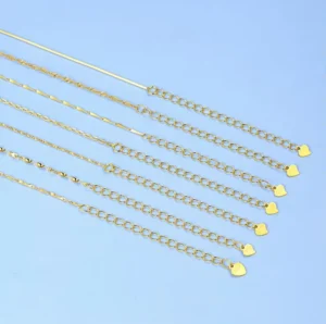 RENSINO Rose Gold Plated Gold Plated Silver Chain Plus Extension Chain 925 Sterling Silver Chain Necklace