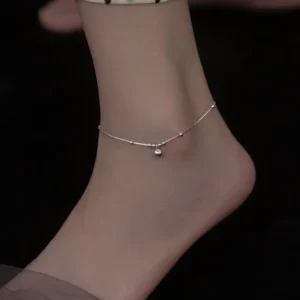 RENSINO Round Ball Pendant 925 Sterling Silver Anklets Bracelets Foot Fashion Summer Jewelry for Women
