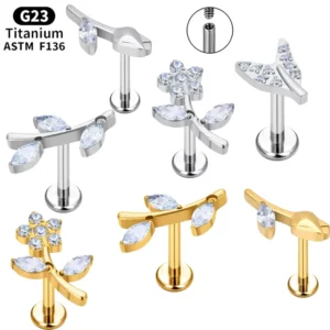 RENSINO Rui Qian G23 Titanium Alloy Earrings Internal Thread Body Perforated Ear Stud Fashionable Women’s Body piercing Jewelry