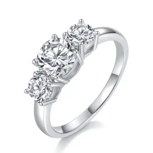 RENSINO Ruizuan 1 Carat Round 925 Silver Moissanite Jewelry Ring Male Silver Ring with Presentation Box